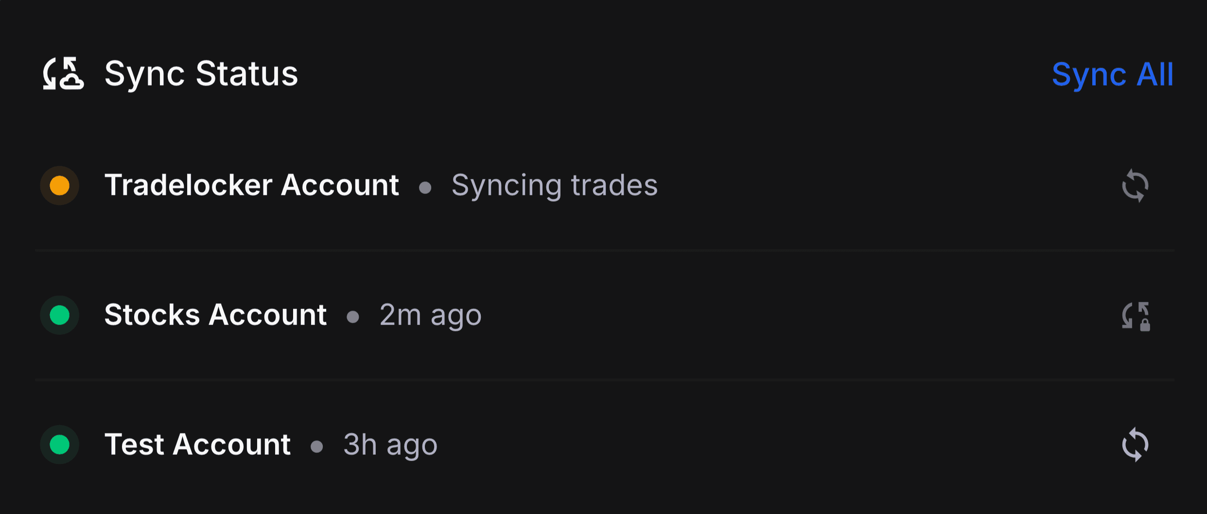Sync status UI